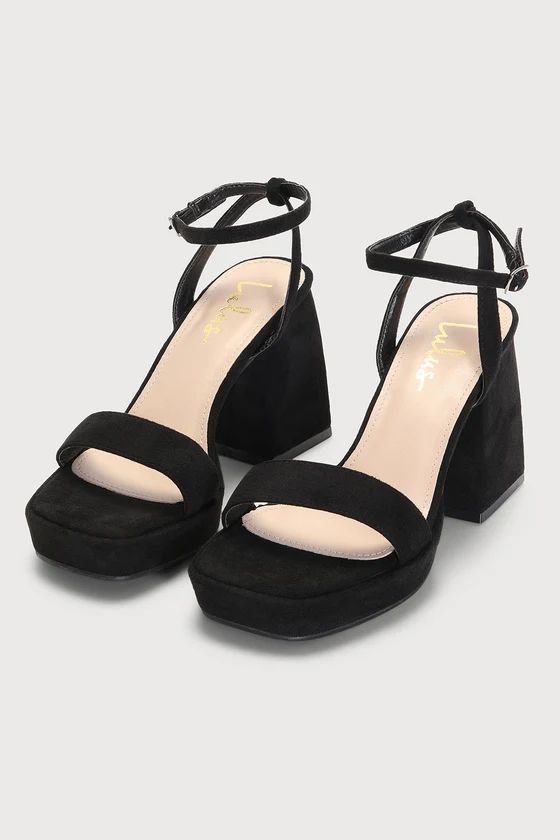 Mistiee Black Suede Ankle Strap Platform High Heel Sandals | Lulus (US)