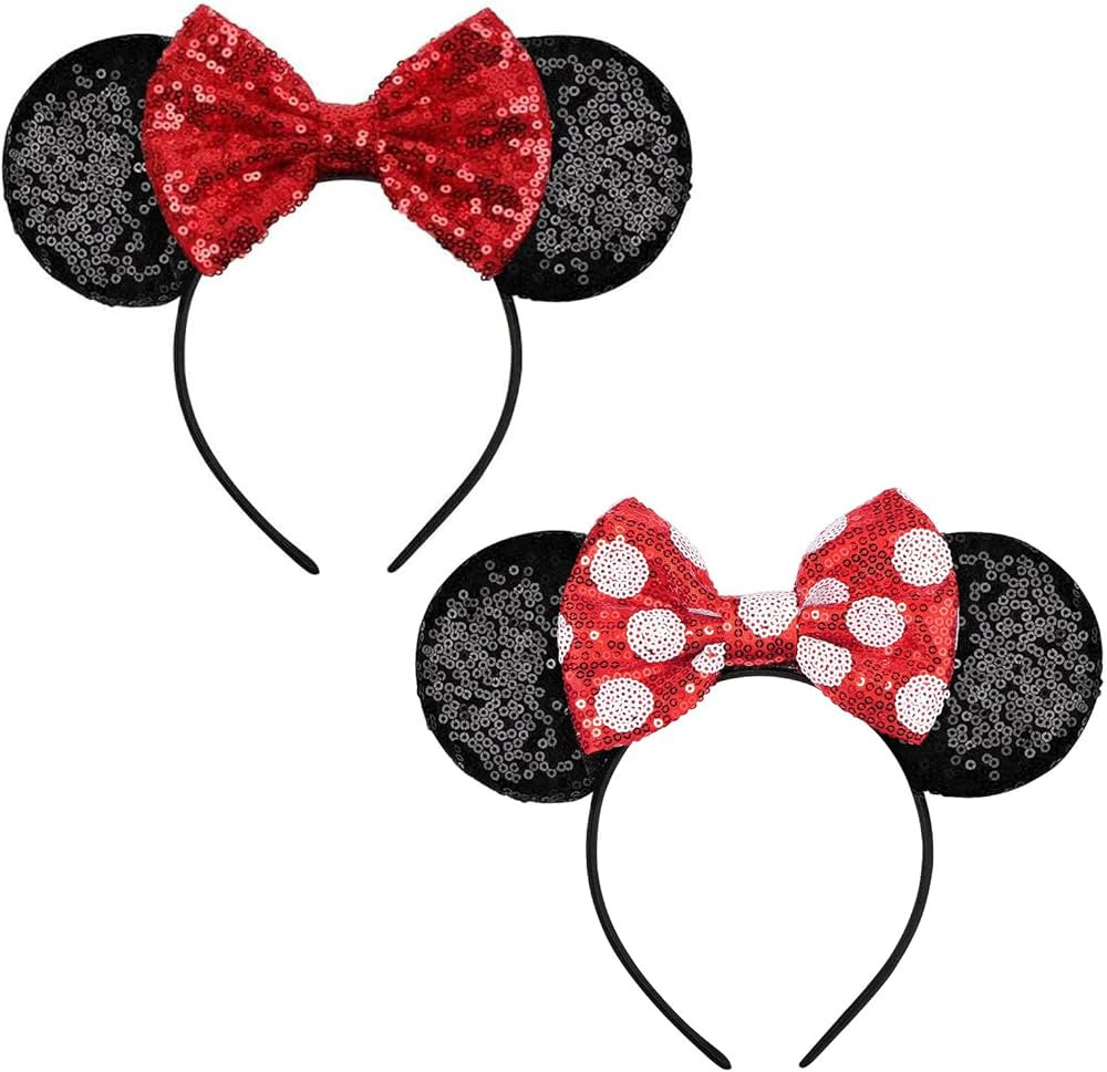 FANYITY Mouse Costume Ears,2 Pcs Mouse Ears Headbands for Girls & Women Party,Size Free (HEBD+DH) | Amazon (US)