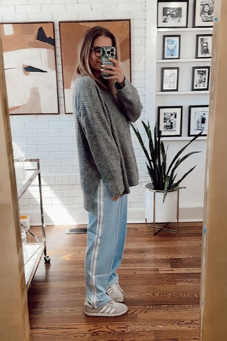 Casual spring outfit. Track pants with oversized sweater. Errand outfit. 

#LTKover40 #LTKstyletip #LTKSeasonal