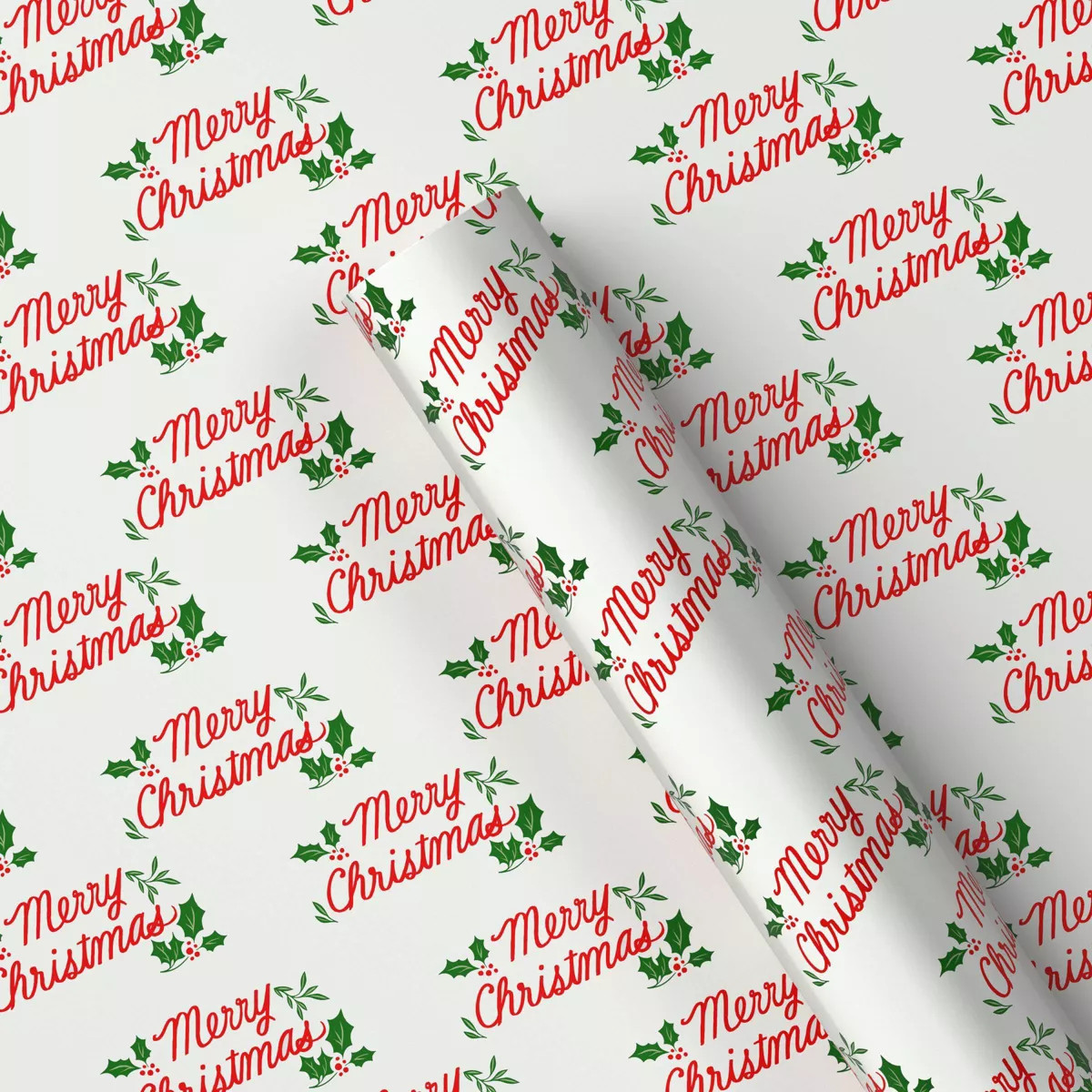 20 sq ft 'Merry Christmas' Gift Wrap White - Wondershop™ | Target