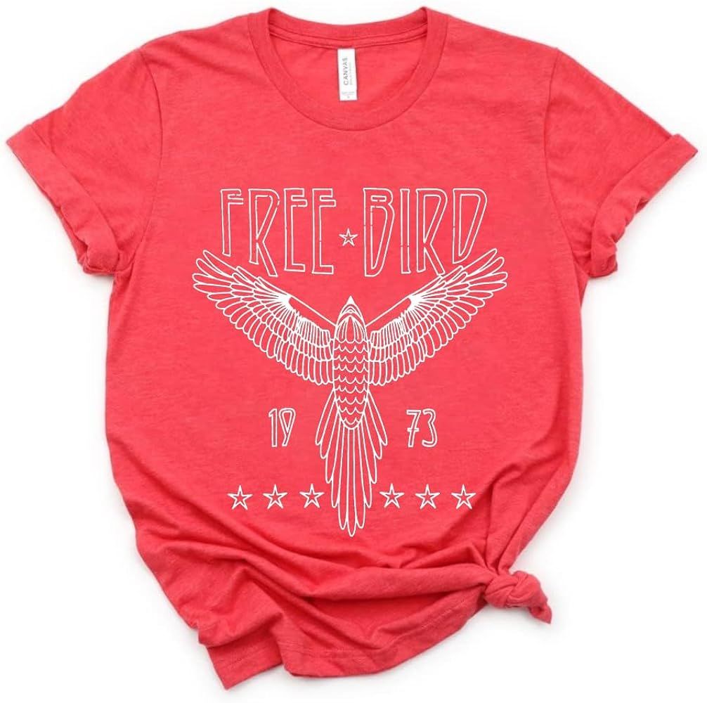 Vintage Rock Band T-Shirt Woman Retro Bird Shirt Eagle Graphic Tees Retro Music Shirt Casual Shor... | Amazon (US)