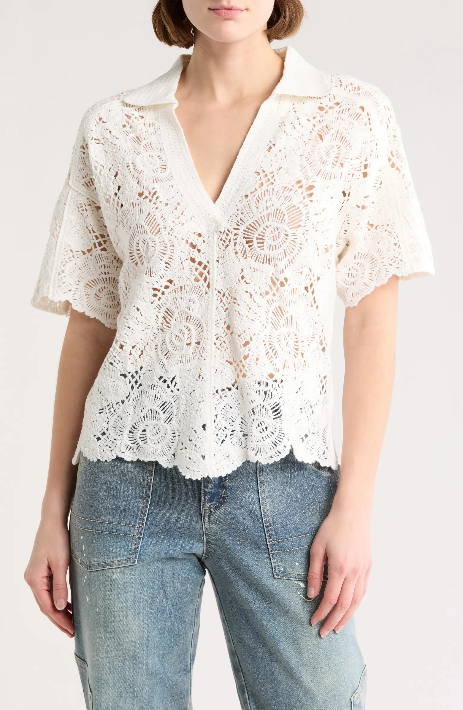 Democracy Short Sleeve Open Stitch Polo | Nordstromrack | Nordstrom Rack