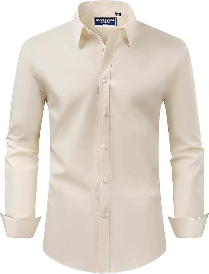 Alimens & Gentle Men's Dress Shirt Regular Fit Stretch Stain Shield Long Sleeve Solid Business We... | Amazon (US)