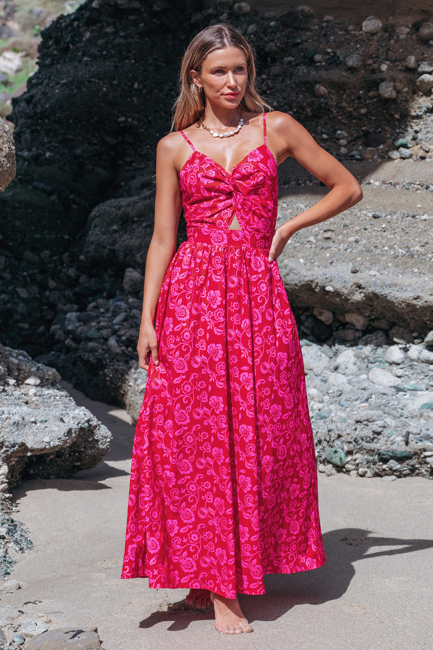 NewPink Boho Sleeveless Sweetheart Maxi Dress | Cupshe US