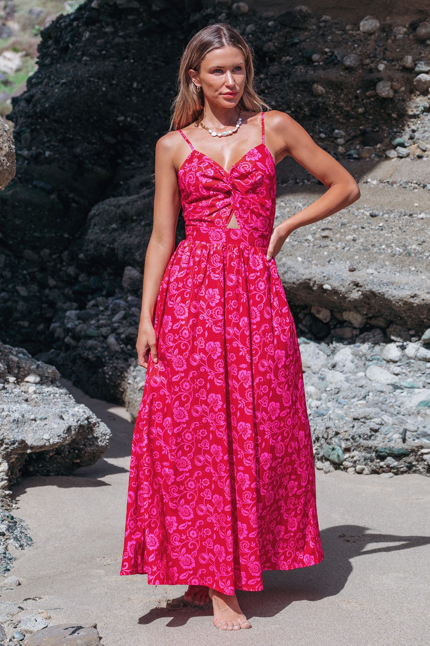Pink Boho Sleeveless Sweetheart Maxi Dress | Cupshe US