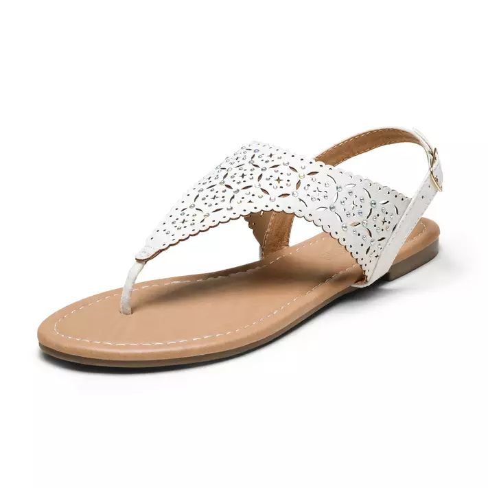 Dream Pairs Women's Rhinestone Casual Wear Cut Flat Sandals Beach Dressy T-Strap Thong Sandals Me... | Walmart (US)
