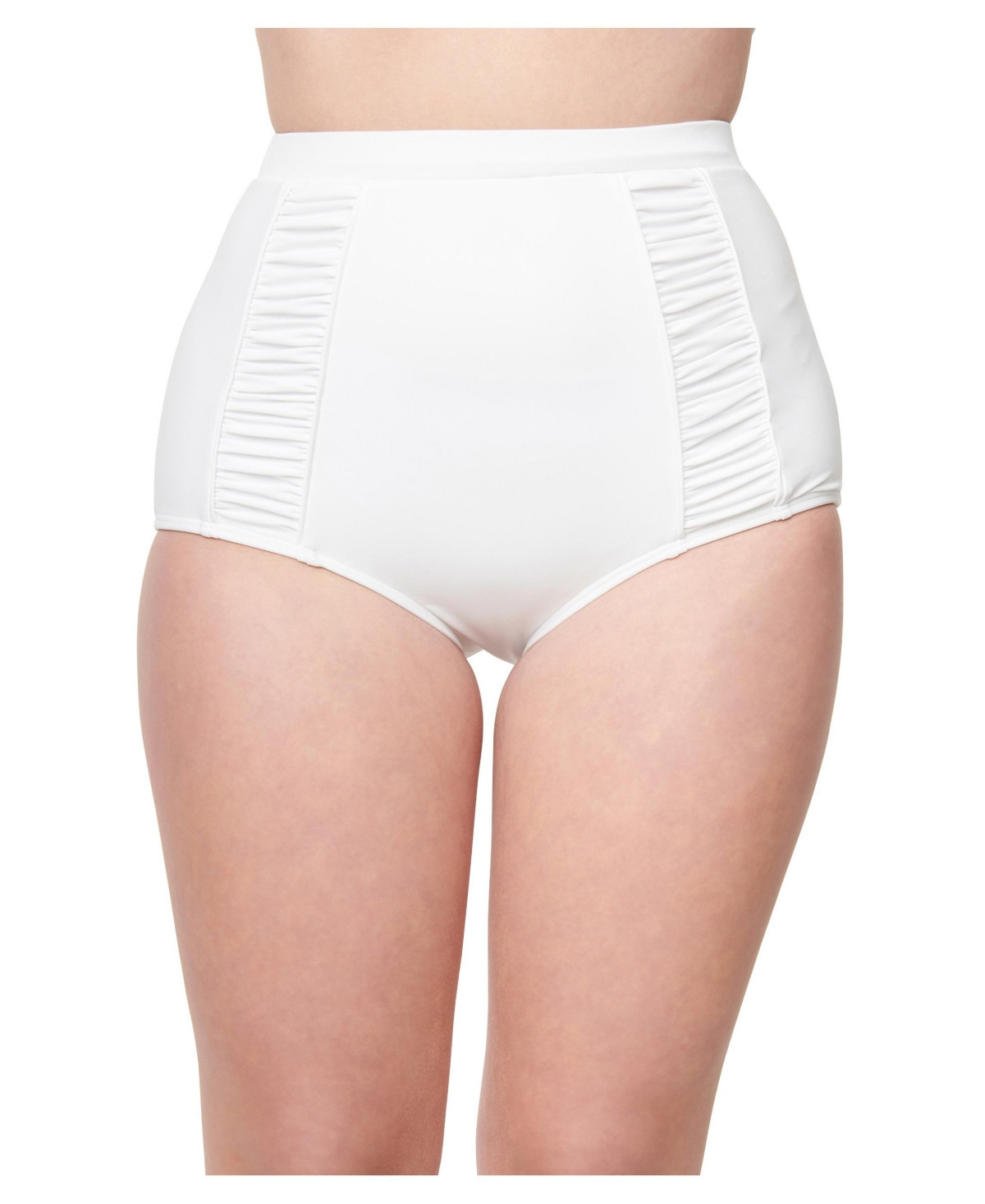 Unique Vintage Women's Ruched High Waisted Swim Bottoms - White | Macy's