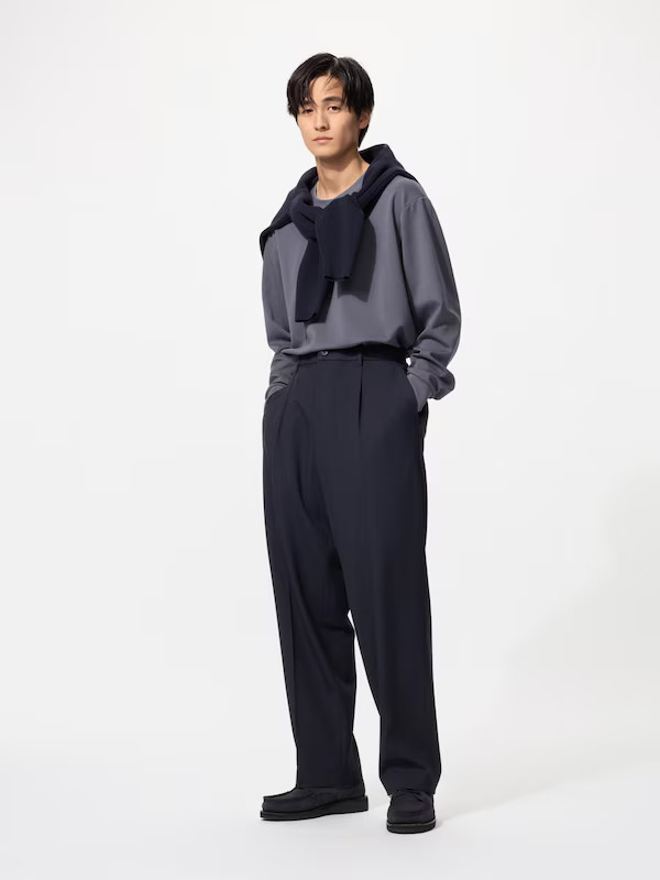 Pleated Wide Trousers | UNIQLO (UK)