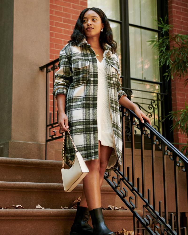 Women's Long-Length Wool-Blend Shirt Jacket | Women's New Arrivals | Abercrombie.com | Abercrombie & Fitch (US)