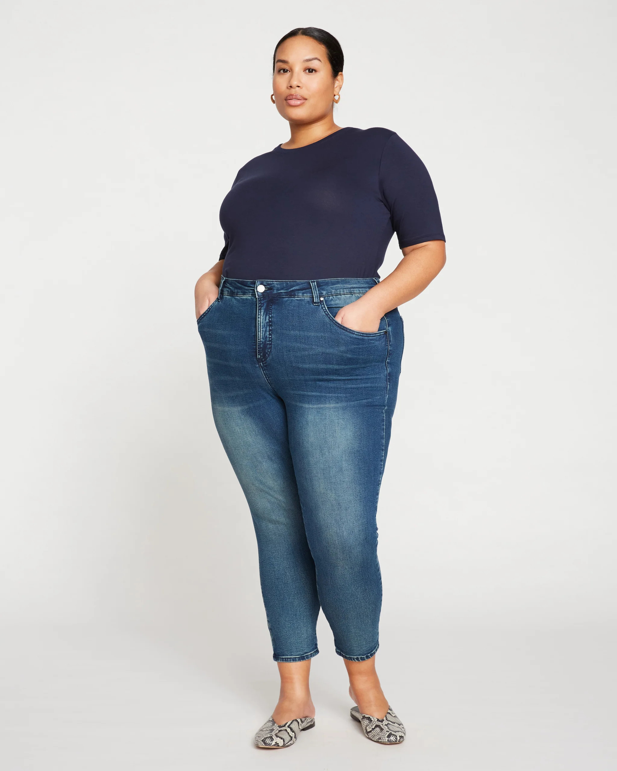 Seine High Rise Skinny Jeans 27 Inch - Distressed Blue | Universal Standard