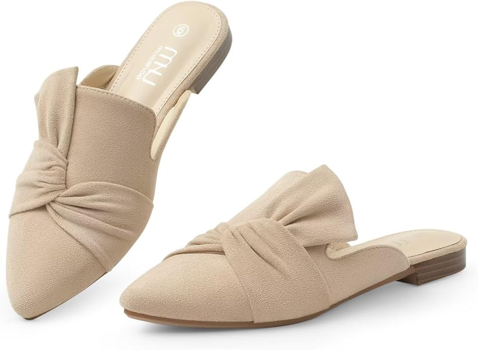 MUSSHOE All-Season Women's Mules：Pointed Toe Backless Loafers：Slip-on Comfortable Dressy Casu... | Amazon (US)