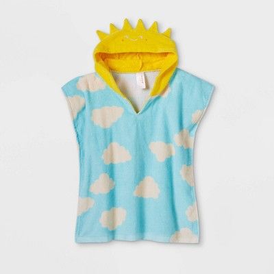 Toddler Cloud Print Hooded Cover Up - Cat & Jack™ Turquoise Blue | Target