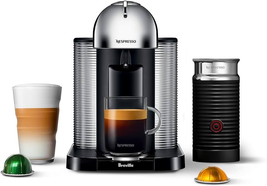 Nespresso Vertuo Coffee and Espresso Maker by Breville Aeroccino, Chrome | Amazon (US)