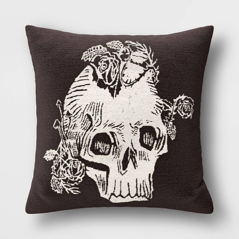 Woven Skull Square Throw Pillow Black/Almond - Threshold™ | Target