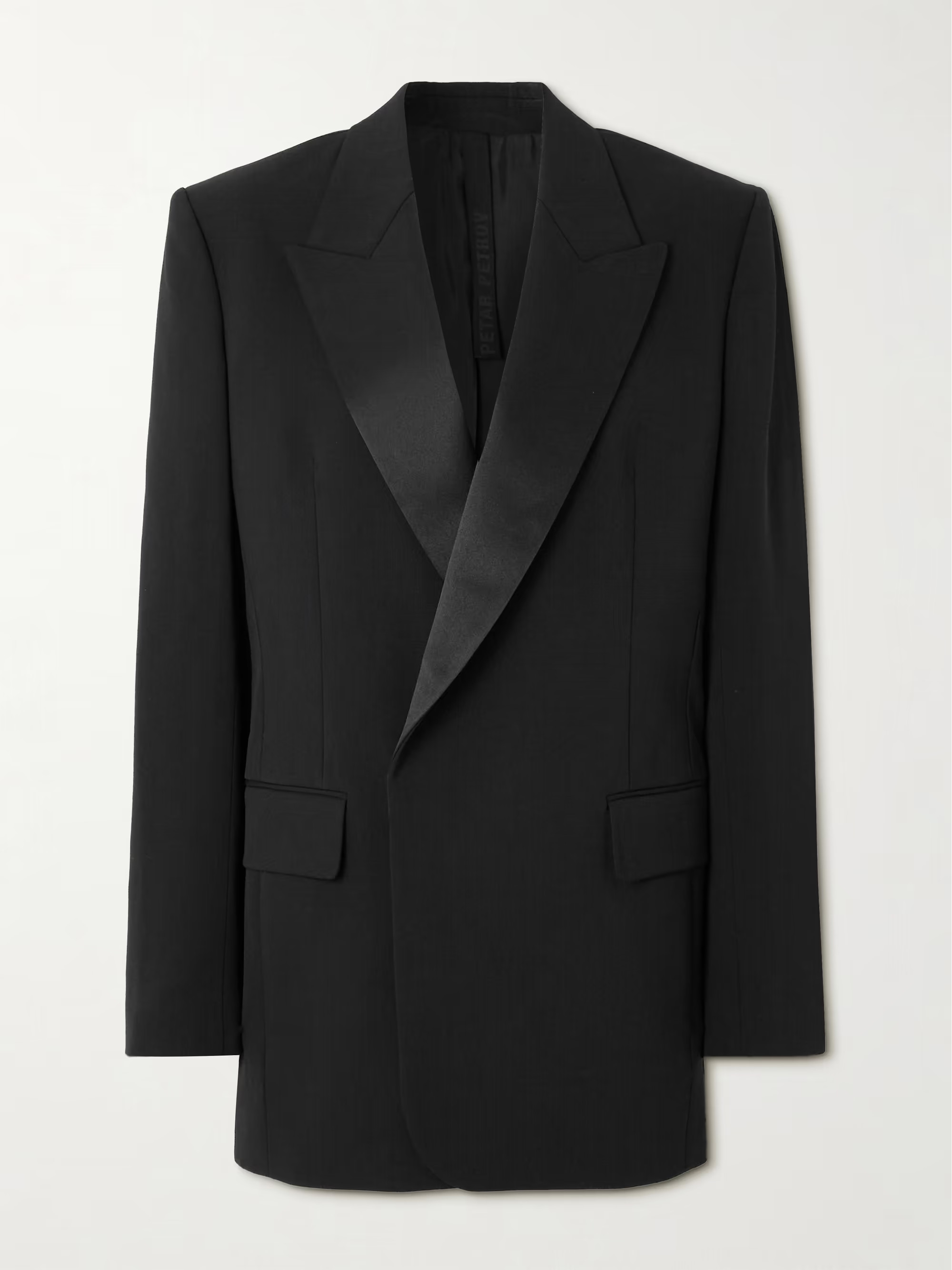 Double-breasted satin-trimmed wool-blend blazer | NET-A-PORTER (US)