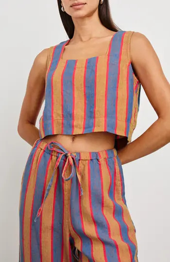 Rails Akira Stripe Linen Crop Tank in Rio Stripe at Nordstrom Rack, Size Large | Nordstrom Rack