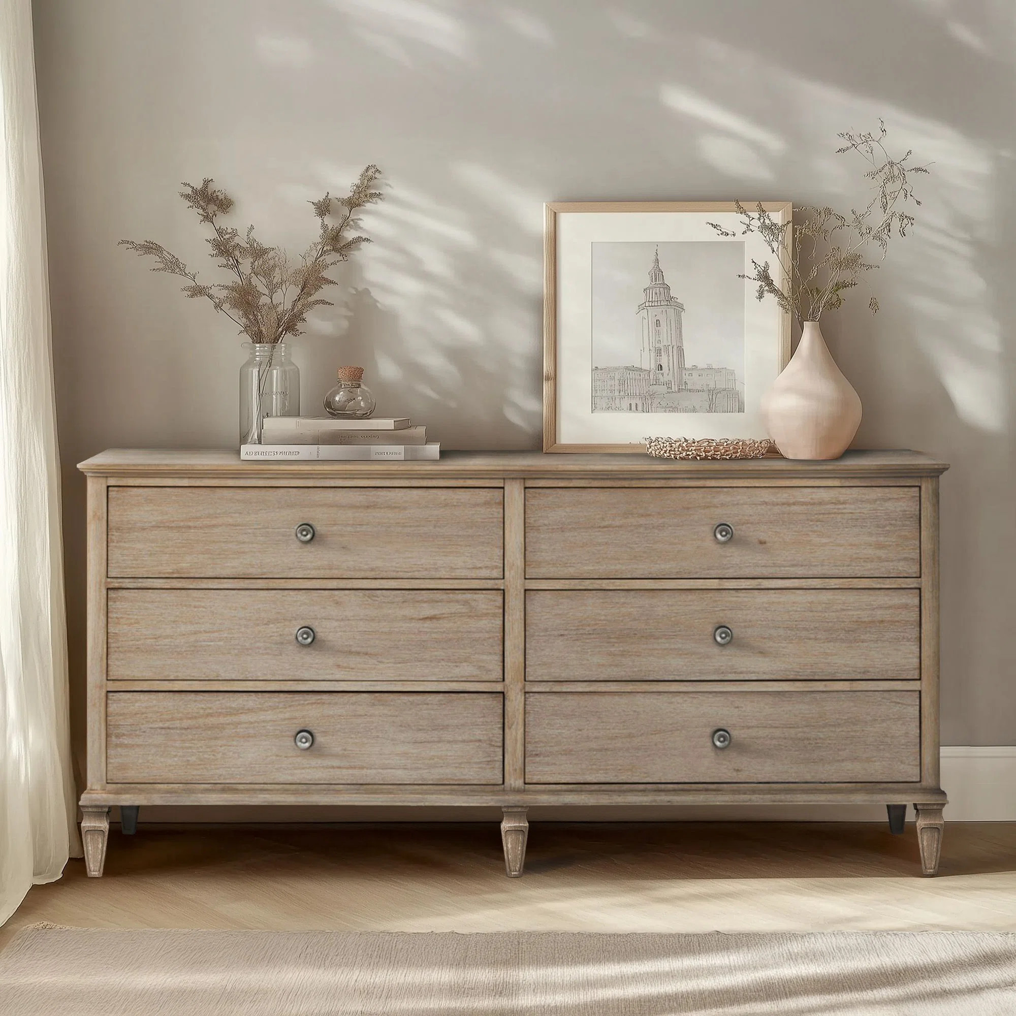 Ricketts 6-Drawer Double Wide Wood Dresser | Wayfair North America