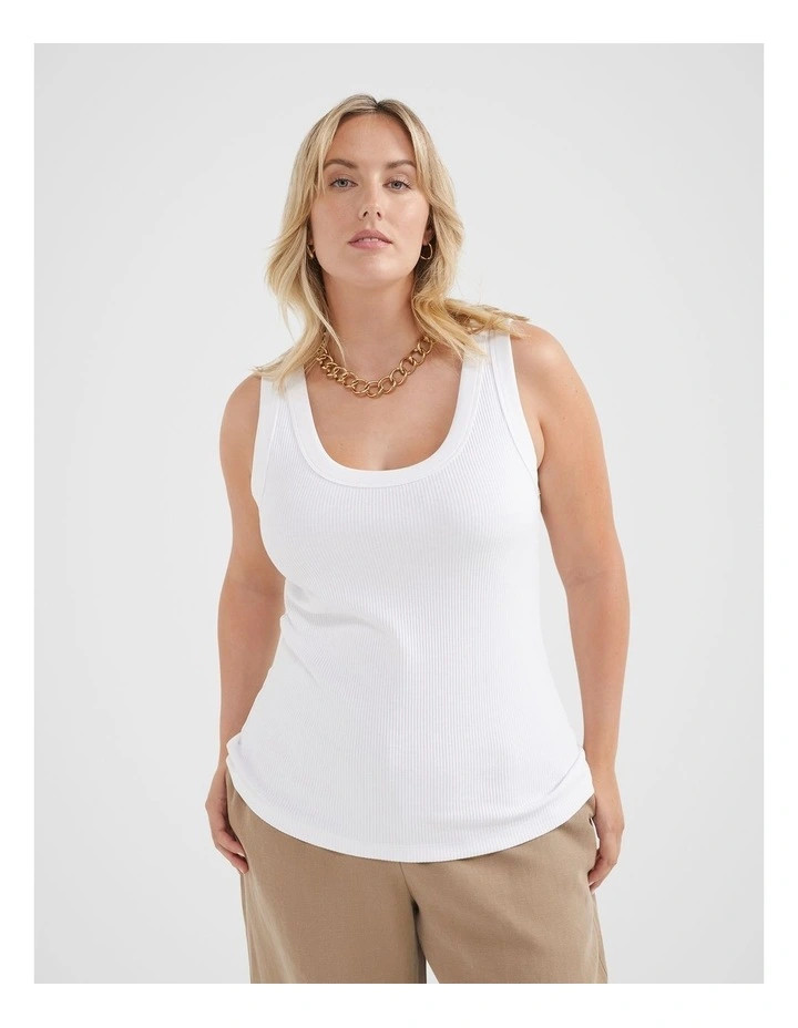 The Cotton Rib Tank In White | Myer