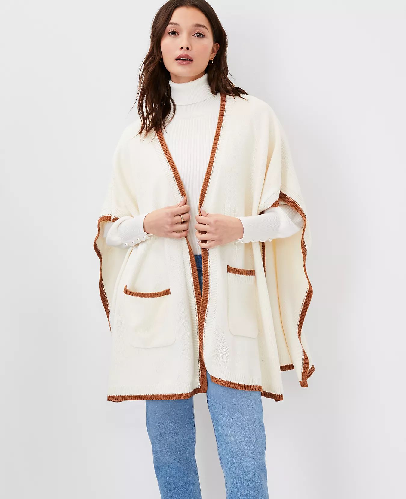 Tipped Pocket Open Poncho | Ann Taylor (US)