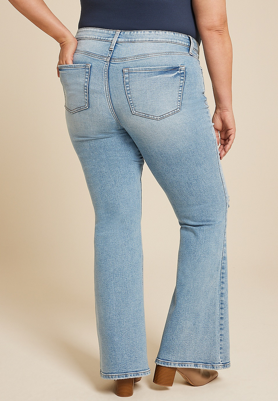 Plus Size High Rise Ripped Flare Jean | Maurices