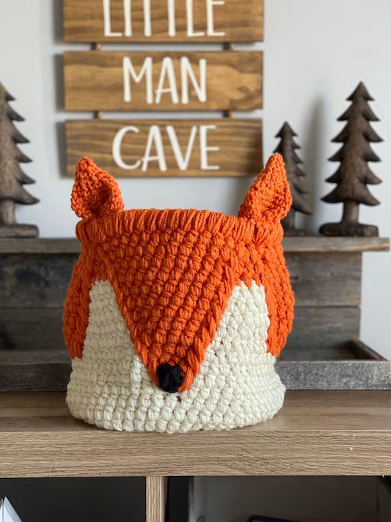 Orange Fox basket_Crochet Fox Nursery decor  ClaraLoo | Etsy | Etsy (US)