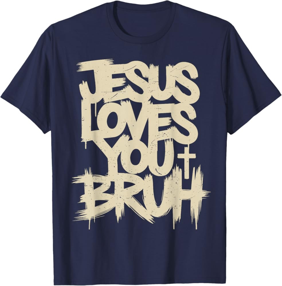 Men Jesus Loves You Bruh Funny Christian Boys Teen God Good T-Shirt | Amazon (US)