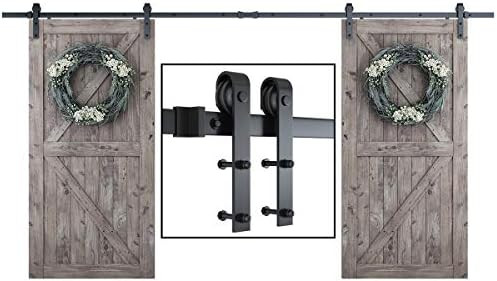 SMARTSTANDARD 13 Feet Heavy Duty Double Gate Sliding Barn Door Hardware Kit-Smoothly and Quietly-... | Amazon (US)