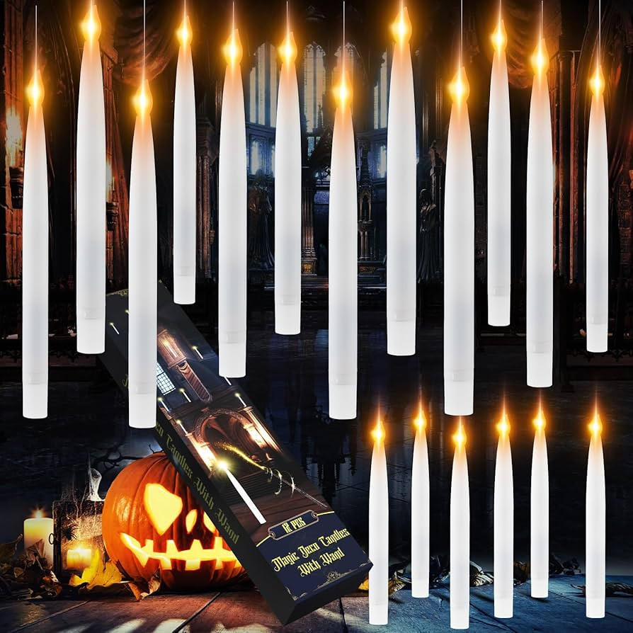 Floating Candles with Wand,12 Pcs Magic Hanging Candles with Remote,Halloween Decorations Flamele... | Amazon (US)
