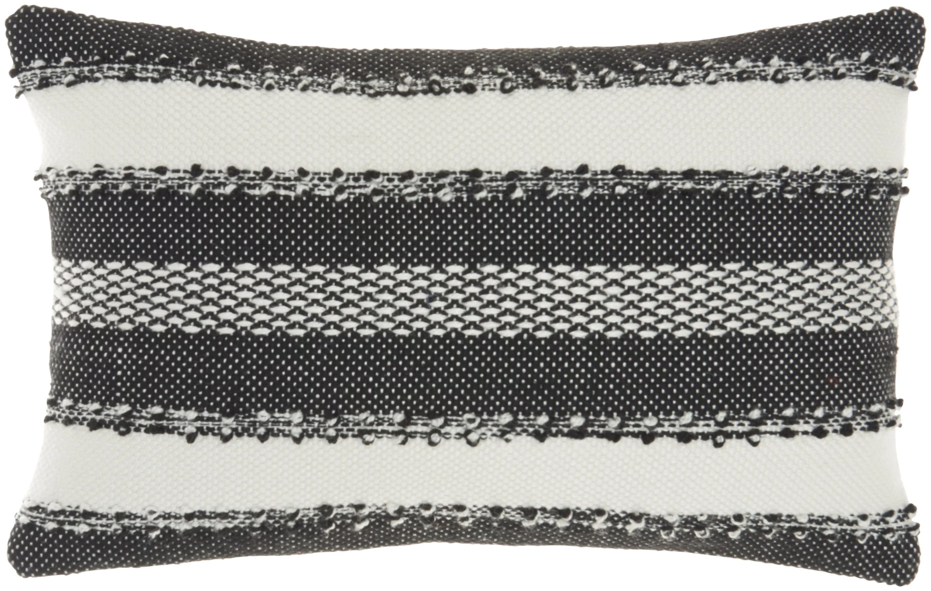 Nourison Outdoor Pillows Woven Stripes & Dots Black Decorative Throw Pillow , 14"X22" - Walmart.c... | Walmart (US)