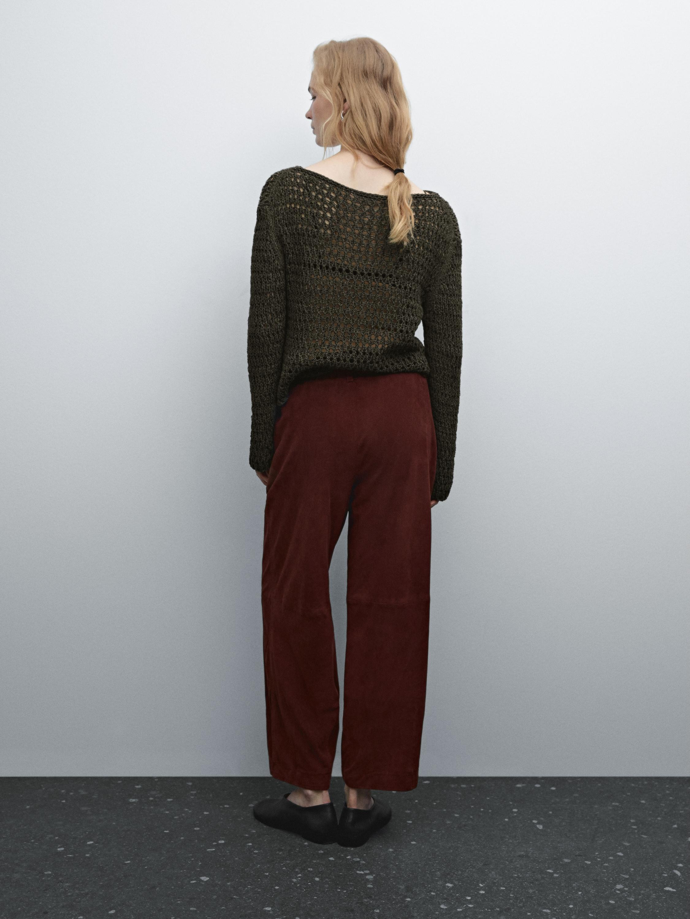 Cotton blend cutwork sweater | Massimo Dutti UK