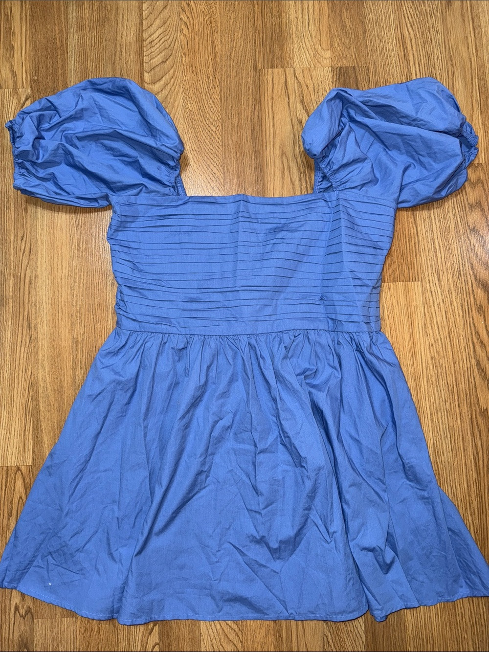 Abercrombie & Fitch Emerson Waisted Blue Puff-Sleeve Mini Dress | Poshmark