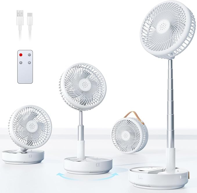 Portable Oscillating Travel Fan, 10400mAh Battery Operated Rechargeable USB Floor Table Desk Fan ... | Amazon (US)