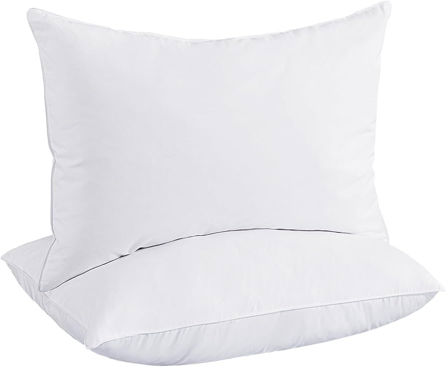 puredown White Goose Feathers Down Pillows, Hotel Bed Pillows Standard/Queen Size Set of 2, Soft ... | Amazon (US)