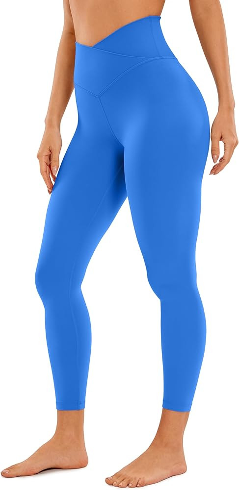 CRZ YOGA Womens Butterluxe Cross Waist Workout Leggings 25 Inches - V Crossover High Waisted Gym ... | Amazon (US)