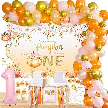 Little Pumpkin 1st Birthday Decorations Supplies, Pumpkin First Birthday Party Supplies for Autum... | Amazon (US)