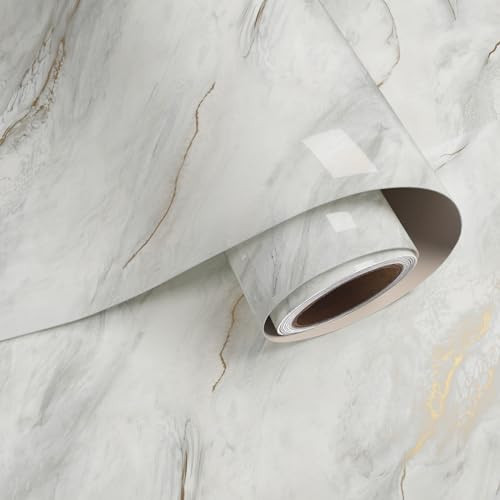 VaryPaper Glossy Marble Contact Paper for Countertops Waterproof Marble Peel and Stick Wallpaper for Kitchen Countertop Vinyl Wrap Self Adhesive Granite Paper for Cabinets Table Top Desk 15.7''x78.7'' | Amazon (US)