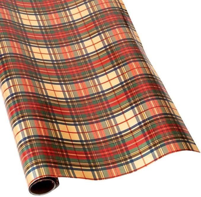 Caspari Dress Stewart Tartan Gift Wrapping Paper on Gold Foil - One 30” x 6 ft Roll – Luxury ... | Amazon (US)