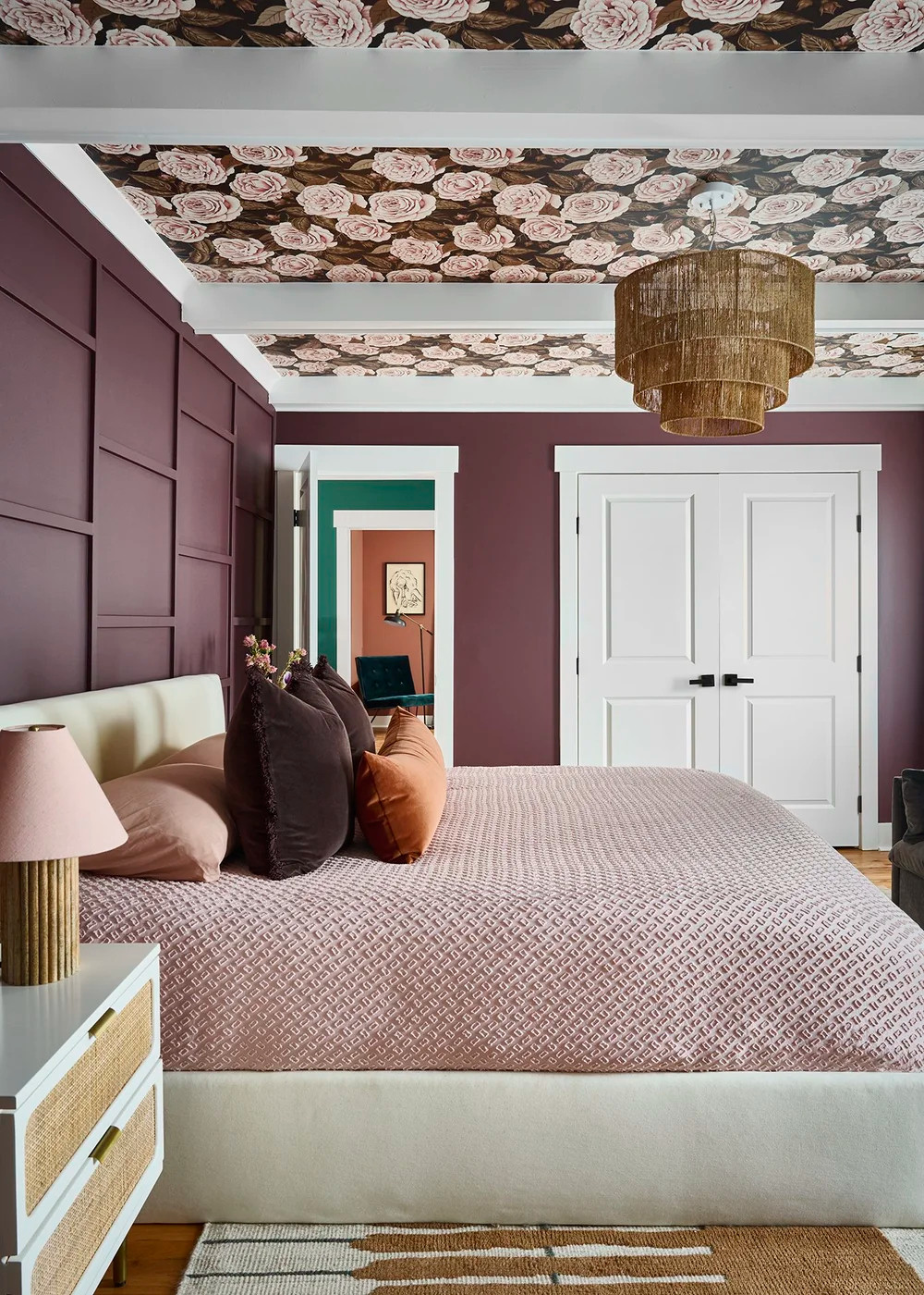 Moody, romantic, and layered—this bedroom proves the fifth wall deserves just as much attention ✨ #WallpaperWednesday #ProjectMoodForever 

 #LTKHome