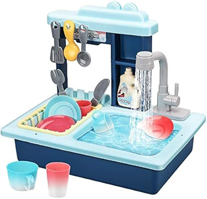 STEAM Life Kitchen Play Sink Toy with Color Changing Toy Dishes - Play Sink with Running Water - ... | Amazon (US)