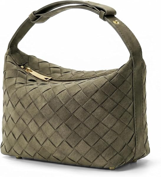 Woven Suede Shoulder Bag,Vegan Leather Hobo Handbag for Women | Amazon (US)