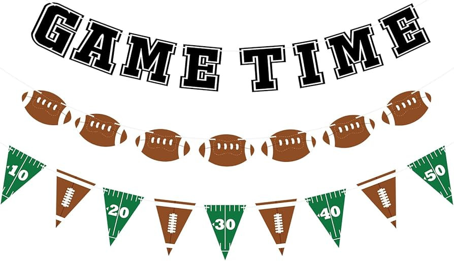 3 Pieces Football Party Decorations Game Time Football Banner with Football Triangle Flags Garlan... | Amazon (US)