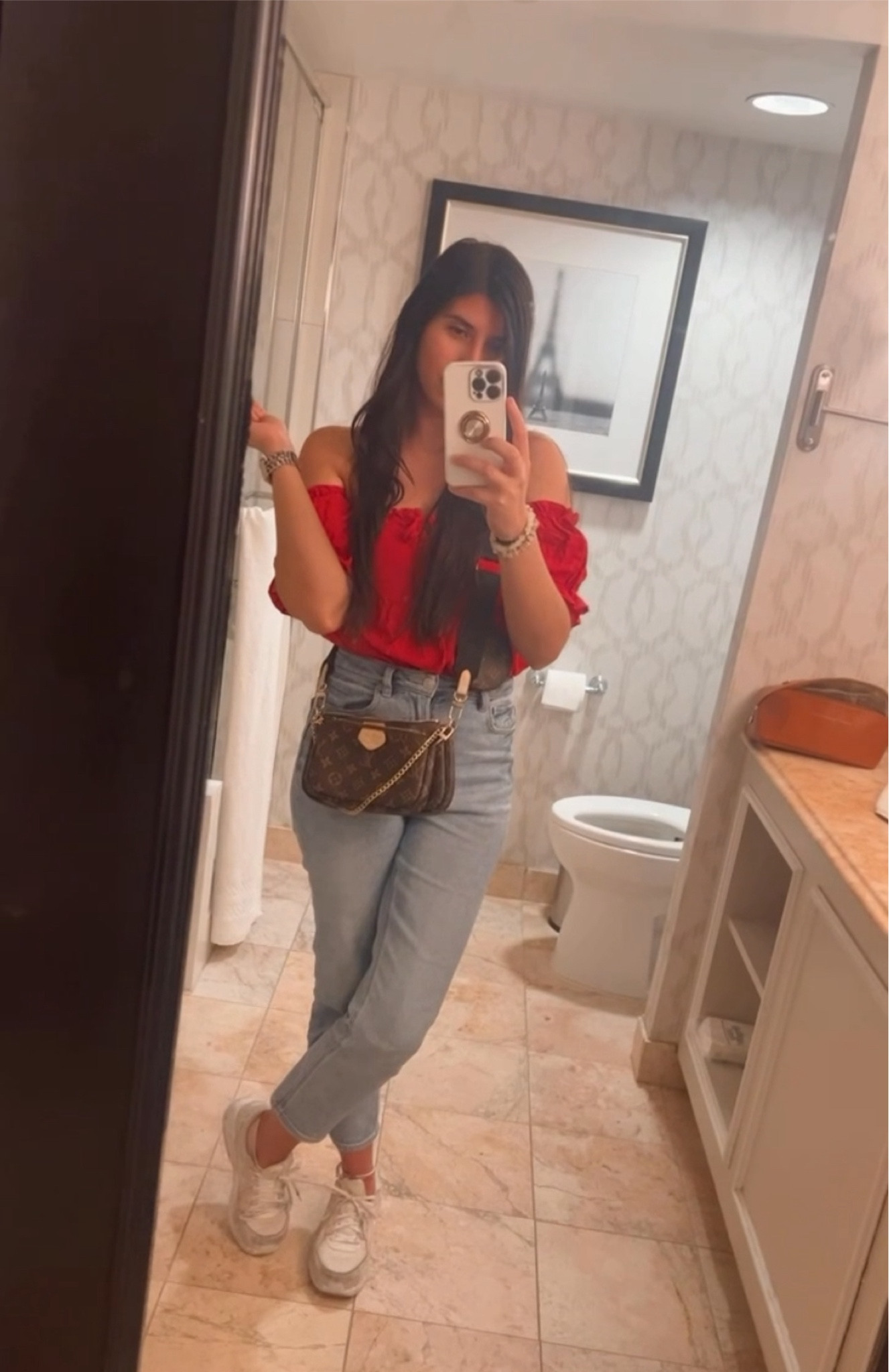 Chic Casual Outfit

Elevate your everyday look with this chic casual ensemble. Featuring a vibrant red off-shoulder top that adds a pop of color and a touch of femininity, paired with high-waisted light blue jeans for a comfortable and stylish fit. The outfit is completed with classic white sneakers, perfect for a casual day out. Accessorized with a trendy crossbody bag in a luxurious brown leather finish, adorned with gold chain detailing. Ideal for any fashion-forward individual looking to combine comfort and style effortlessly. This versatile outfit is perfect for a day of shopping, brunch with friends, or a casual stroll in the city.

#LTKSeasonal #LTKStyleTip #LTKFindsUnder100