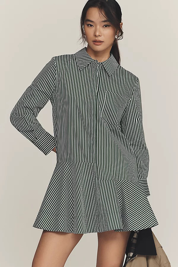 English Factory Long-Sleeve Mini Shirt Dress | Anthropologie (US)