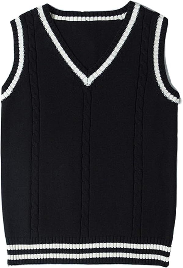 Gihuo Women's V Neck Trendy Sweater Vest Cable Knit Sleeveless Sweater Vest Houndstooth Sweater V... | Amazon (US)