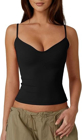 QINSEN Sexy Womens Sweetheart Neck Sleeveless Tank Spaghetti Strap Slim Fit Crop Tops | Amazon (US)