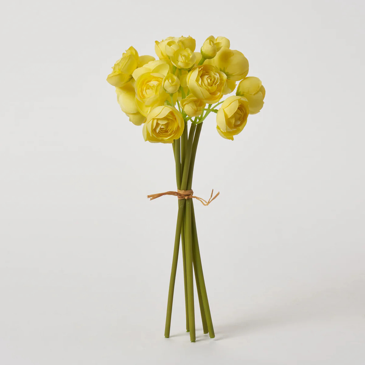 Lemon Yellow Silk Ranunculus Bouquet Bundle of 6 Small Bloom & Bud Stems - 11" | Darby Creek Trading