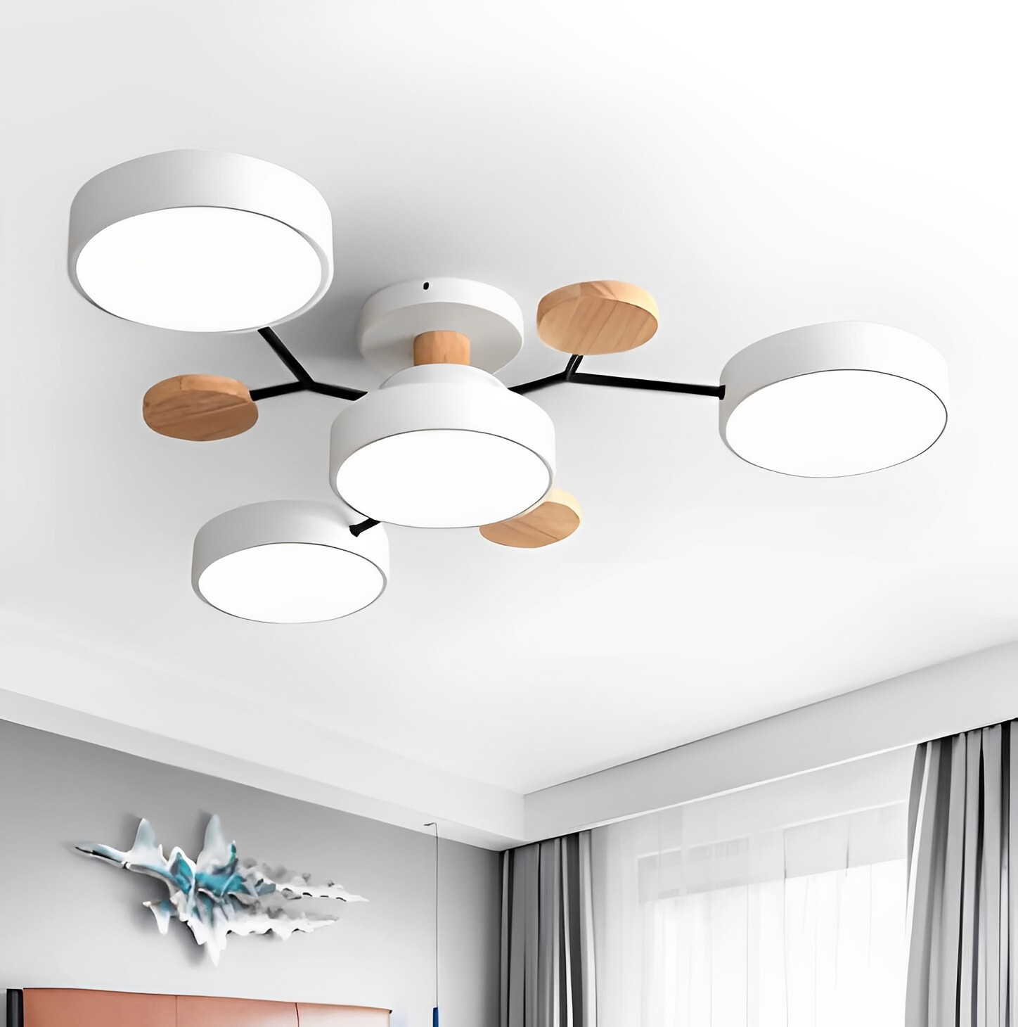 Censlighting Modern Nordic Semi Flush Mount Ceiling Light LED Circle Ceiling Light 4 Heads Sputni... | Walmart (US)