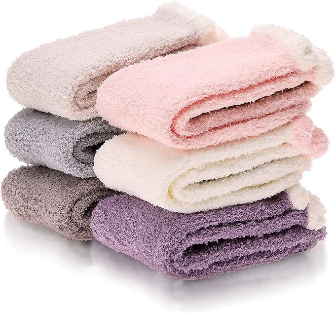 MOGGEI Womens Fuzzy Slipper Socks Fluffy Cabin Warm Soft Fleece Winter Stocking Stuffer Cozy Comf... | Amazon (US)
