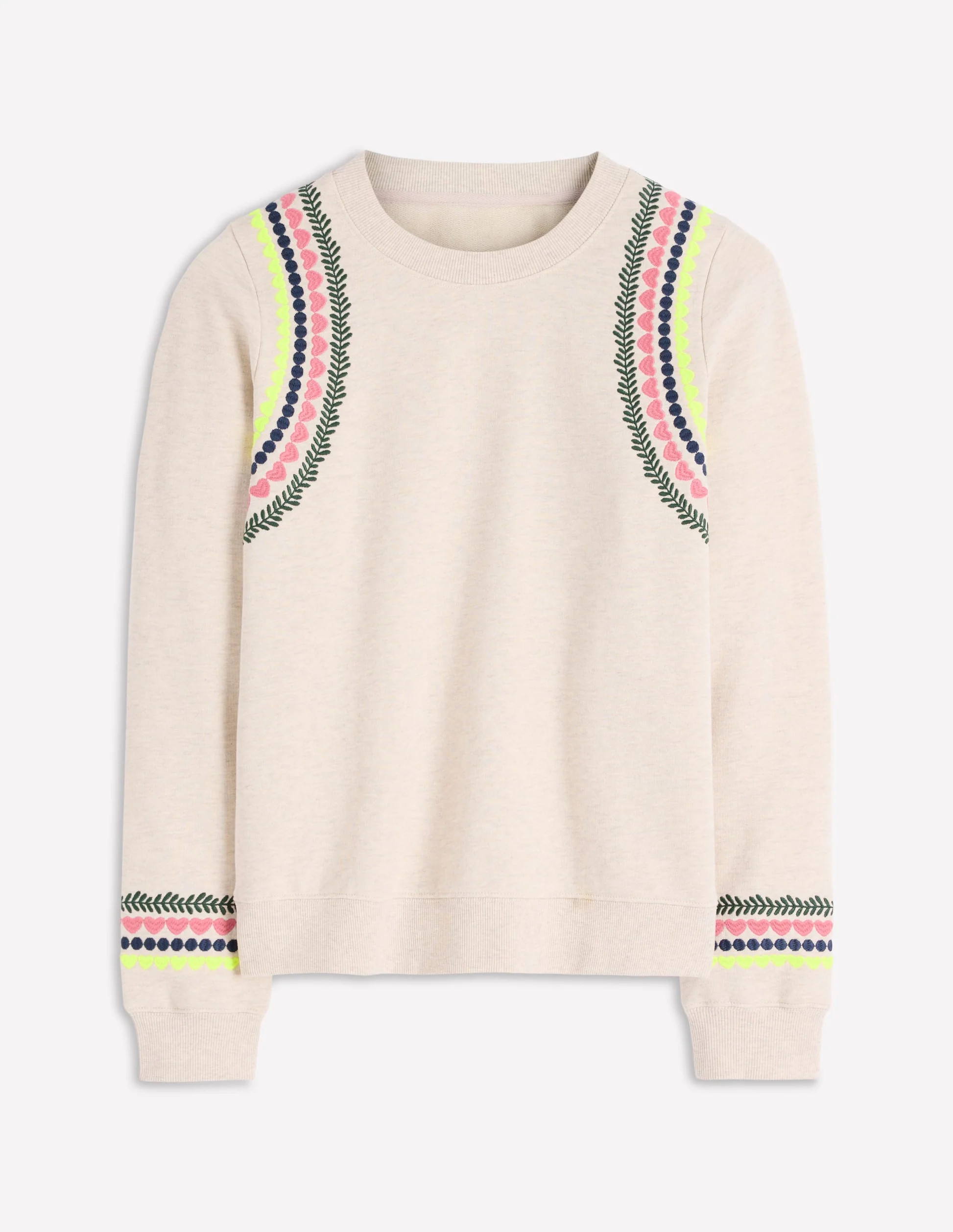 Hannah Embroidered Sweatshirt-Oatmeal Melange Embroidery | Boden (US)