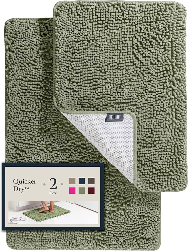 BELADOR Bathroom Rugs Sets 2 Piece- Plush Bath Mat Set Quick-Dry Soft Chenille Bathroom Mat with ... | Amazon (US)